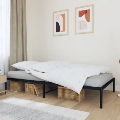 Slika vidaXL Metal Bed Frame without Mattress Black 107x203cm