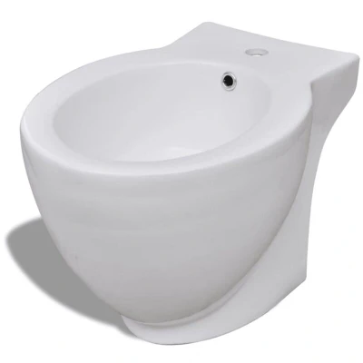 Slika vidaXL Round Bidet Stand White High-quality Ceramic