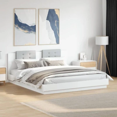 Slika vidaXL Bed Frame with LED without Mattress White 160x200 cm