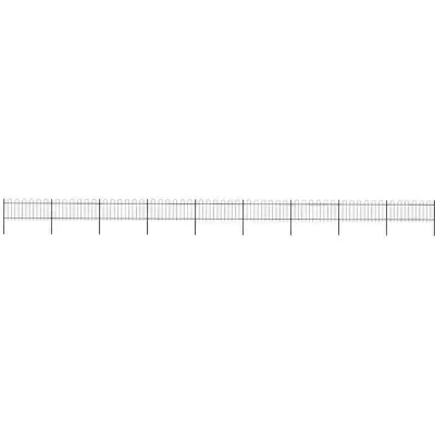 Slika vidaXL Garden Fence with Hoop Top Steel 1603.5x80 cm Black