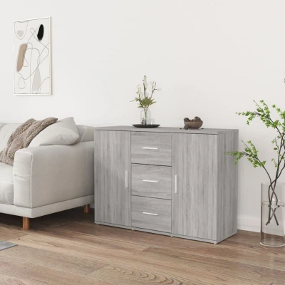 Slika vidaXL Sideboard Grey Sonoma 91x29.5x65 cm Engineered Wood