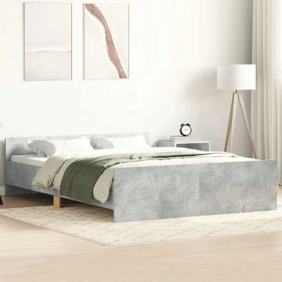 Slika vidaXL Bed Frame without Mattress Concrete Grey 140x190 cm