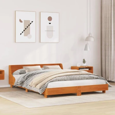 Slika vidaXL Bed Frame without Mattress Wax Brown 140x190 cm Solid Wood Pine