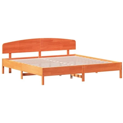 Slika vidaXL Bed Frame without Mattress Wax Brown 180x200 cm Super King Solid Wood Pine