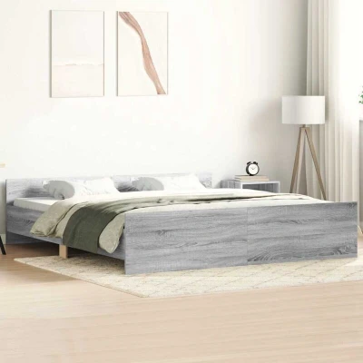 Slika vidaXL Bed Frame without Mattress Grey Sonoma 180x200 cm Super King