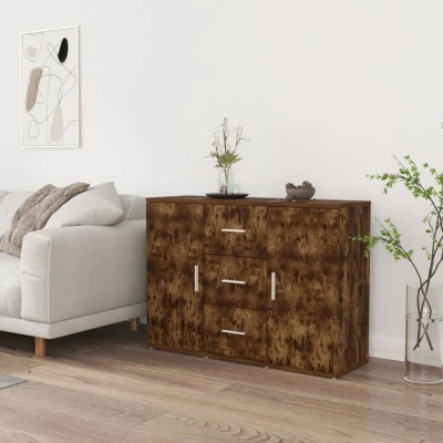 Slika vidaXL Sideboard Smoked Oak 91x29.5x65 cm Engineered Wood