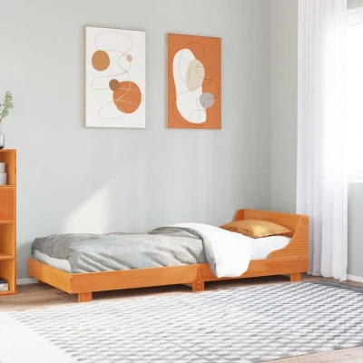 Slika vidaXL Bed Frame without Mattress Wax Brown 75x190 cm Small Single Solid Wood Pine