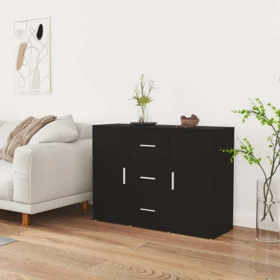 Slika vidaXL Sideboard Black 91x29.5x65 cm Engineered Wood